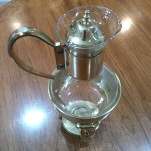 VTG Princess House Copper Gold MCM Coffee Tea Pot Carafe Warming Stand With Lid